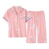 [Soft] Pajamas women's summer pure cotton short-sleeved cropped pants thin summer Korean version summer loungewear set