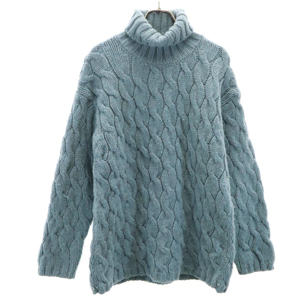 L.L.Bean 90s Old 3D Long sleeve turtleneck sweater S Blue Knit Outdoor Women Used