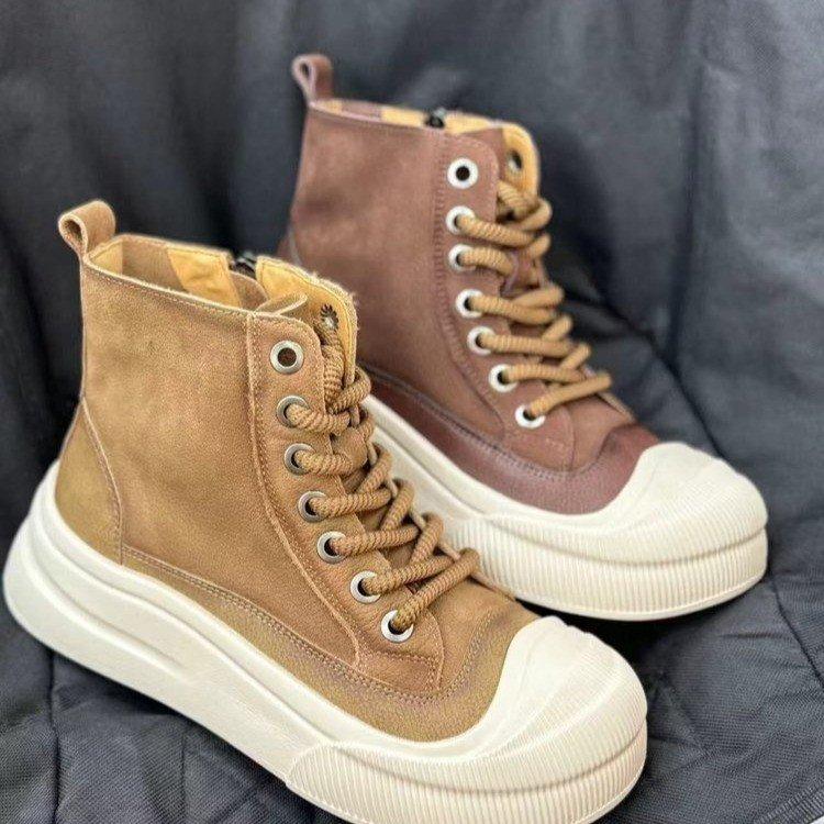 Internet celebrity Martin boots women's shoes 2024 autumn new thick-soled heightening short boots high-top casual shoes retro British style
