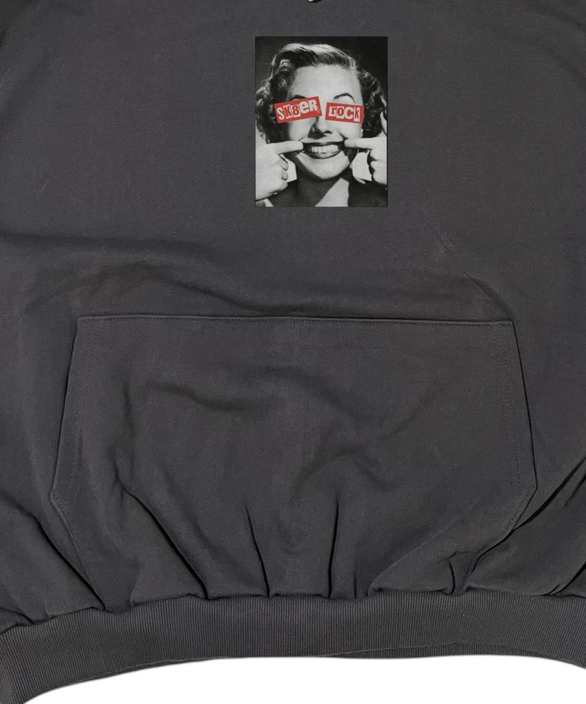 Sk8Er Rock Forced Happiness Sweat Hood Vest ((Charcoal))