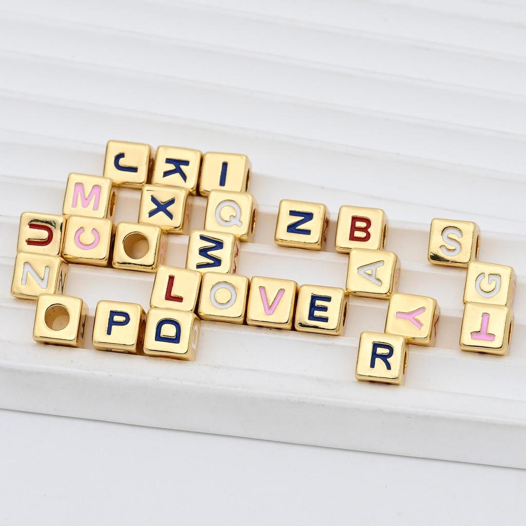 Colorful 26-Letter Square Beads & Oil Drop Letter Pendants for DIY Bracelets & Necklaces