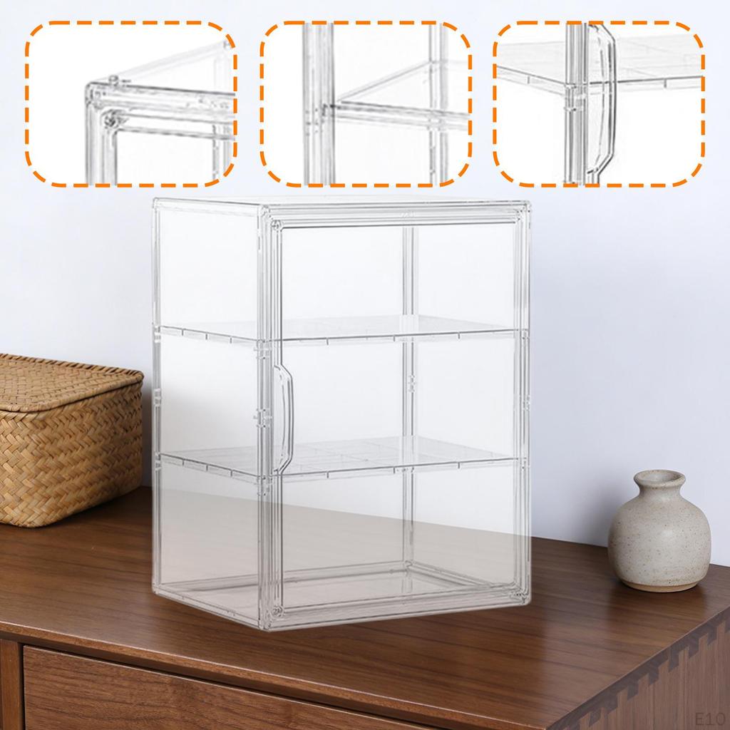 Clear Display Case Shelf Storage Cabinet Stand for Model Car, Miniature Figurines, Dolls