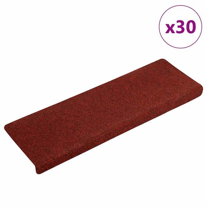 VidaXL Self-adhesive Stair Treads 30 Pieces 65 X 21 X 4 Cm Rectangular Border Burgundy Red 3365695