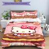 3pcs Sweet Hello Kitty Doughnut Delight Quilt Cover Set - Soft and Cozy Bedroom, Guest Room and Dorm Decorative Bedding 3-Piece Set 1 Quilt Cover