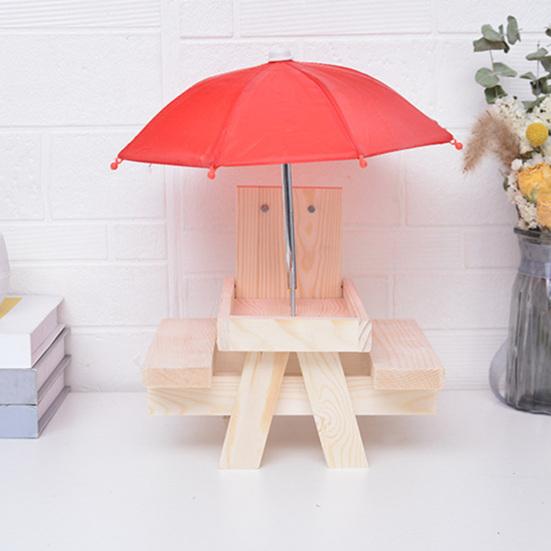 Squirrel Feeder with Umbrella Large Capacity Chipmunk Picnic Table Feeder Rustic Outdoor Squirrel Feeder for Corn Cob Nuts