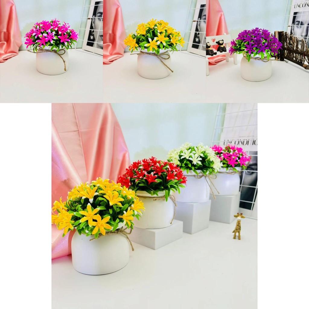 Artificial Orchid Plant With Plastic Pot For Home Decor And Living Room Decor