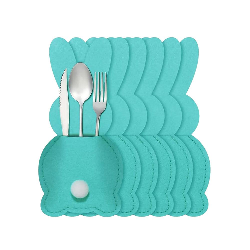 

6pcs Rabbit Shaped Cutlery Set, Felt Egg Table Decoration, Easter Knife and Fork Bag,Cutlery Bag,Easter Decoration,Storage Bag
