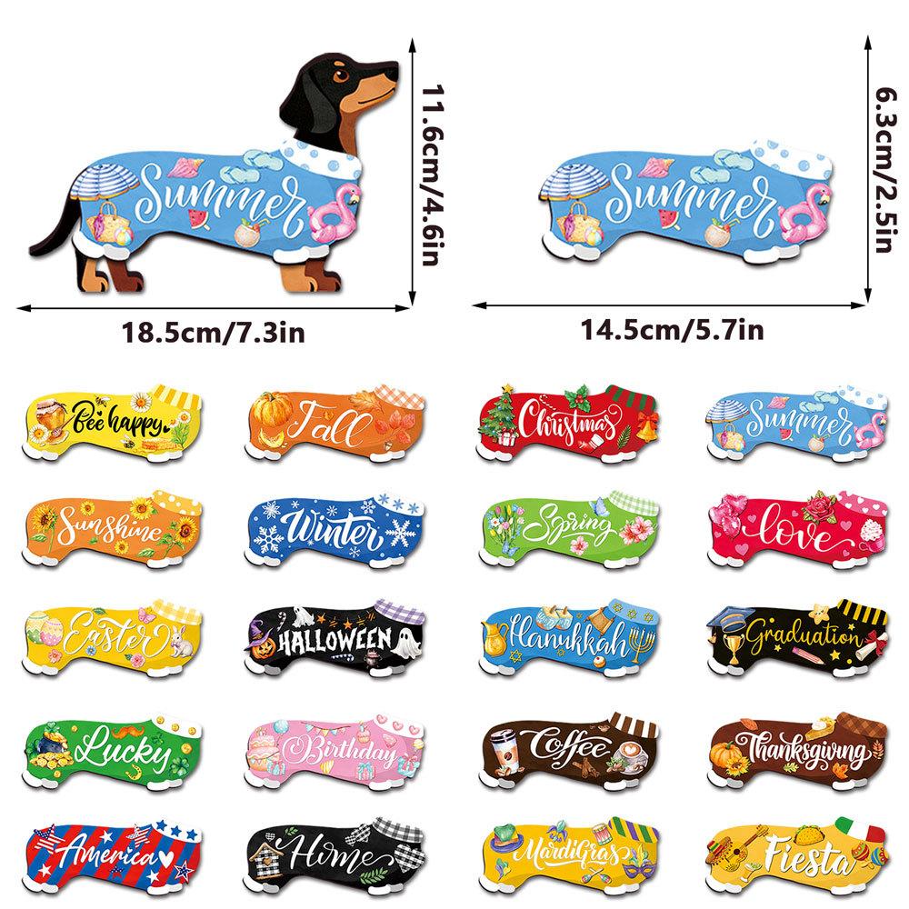 

Home Office Desk Wiener Dog Welcome Ornament Interchangeable Holiday Seasonal Sign Home Wooden Decorations