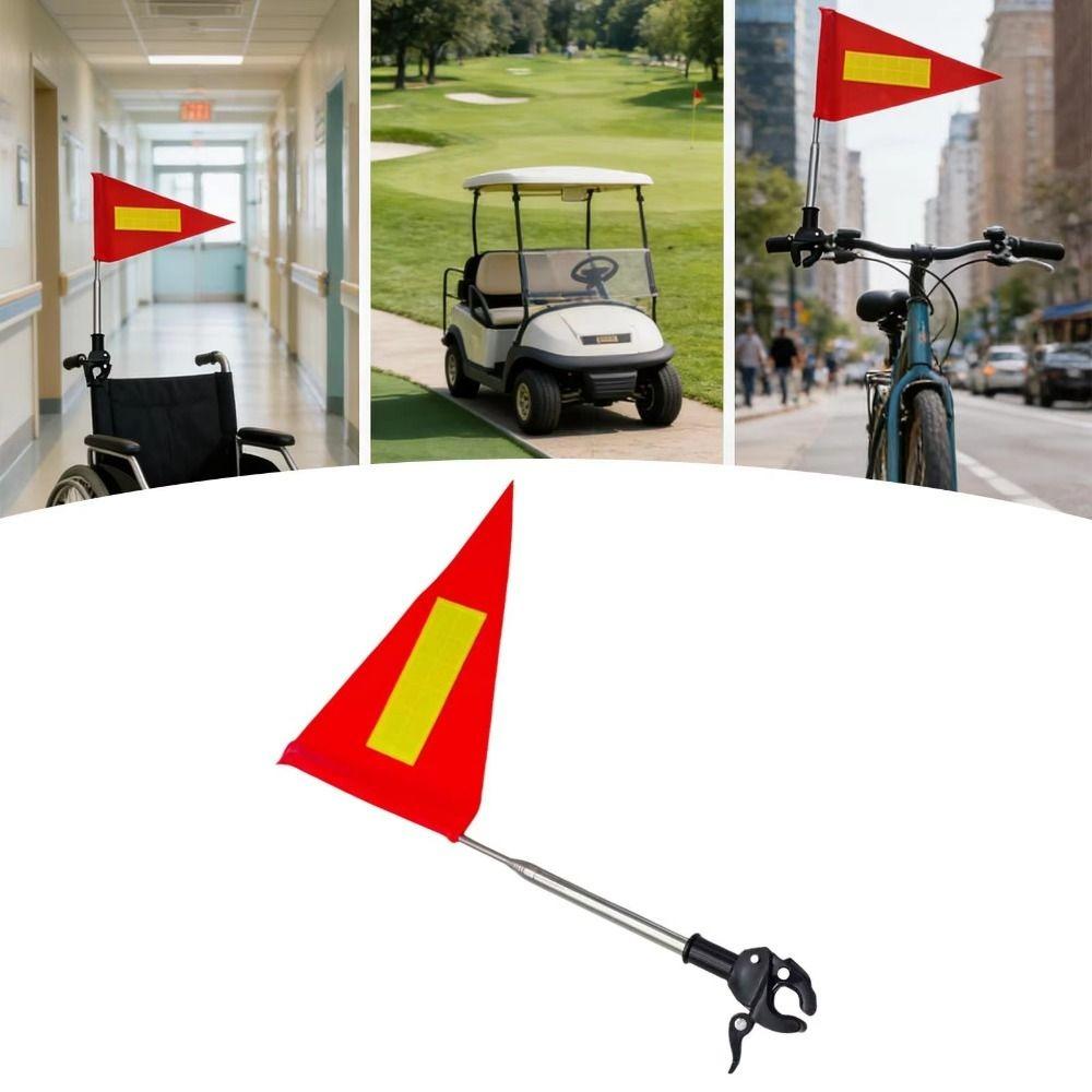 Clamp On Safety Warning Flag Telescopic Flagpole Golf Cart Flag Wheelchair