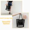 Mesh Beach Bag Single Shoulder Handbag for Women Toiletries and Swimming Clothes Storage Bag 17.3x15.7x5 Inch Khaki