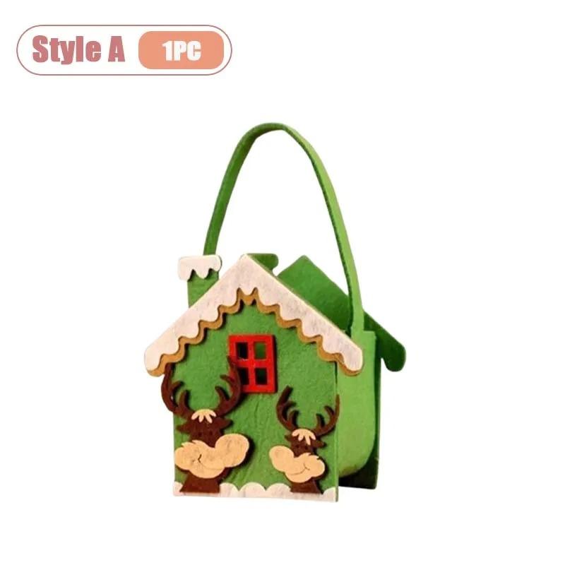 1-8PCS Christmas Felt Handbag Cute Cartoon Candy Gift Bag for Kids Decorative Hand Carry Holiday Tote for Children