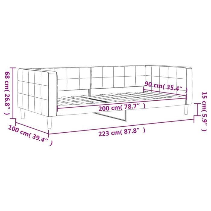 VidaXL Lit de repos bleu 90x200 cm velours 354007