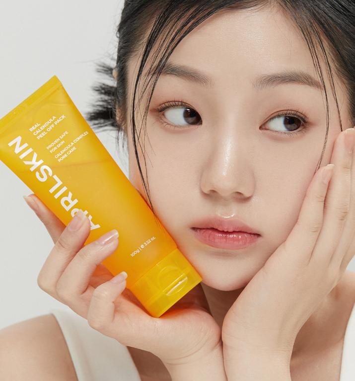 Aprilskin Calendula Peel-Off Pack 100g – Soothing & Pore Care (+Jelly Brush Gift)