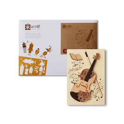 KINOWA "Violin" Wood-Painting Original Handmade Quilling Kit, Musical Instrument, Made In Japan