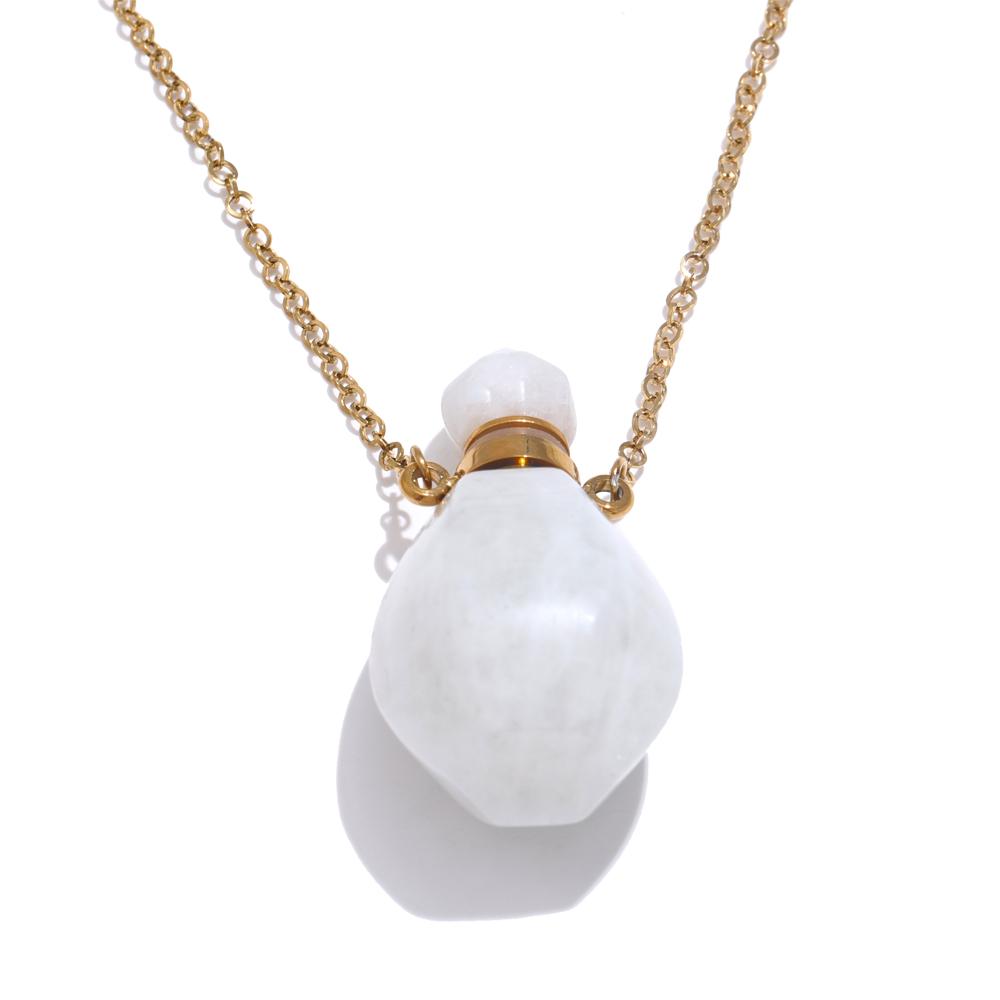 

Yhpup Natural Stone Stainless Steel Bottle Pendant Necklace for Women Fashion Charm High Quality Healthy Neck Jewelry Gift