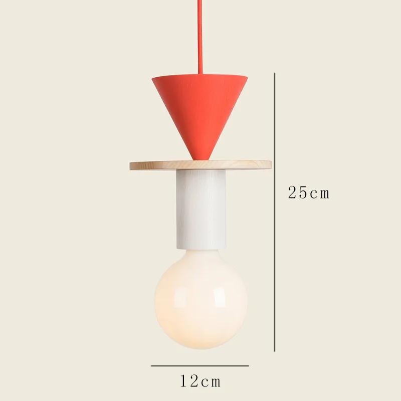 Simple Cartoon Colored Wooden Light Children's Room Bedside Lantern Led for Living Room Wall Switch Ceiling Lamps Chandelier