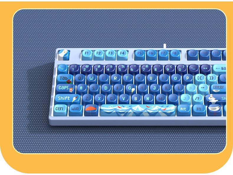 Moa Theme 87-Key Wired Mechanical Gaming Keyboard – Cute PBT Design for Office or E-sports