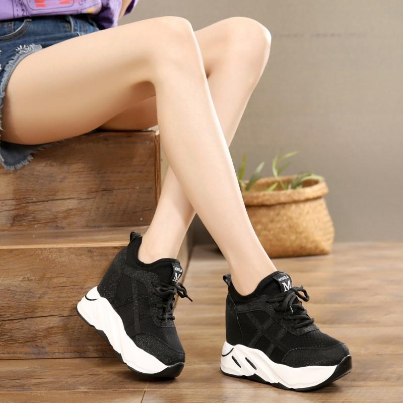 New Autumn Women Breathable Platform Casual Shoes Women Height Increased Vulcanized Shoes 12 CM Thick Sole Zapatos Mujer