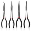 1/4Pcs Needle Nose Pliers Set 11 Inch Carbon Steel Long Nose Pliers Set with Nonslip Handle for Narrow Space Mechanic Car Repair