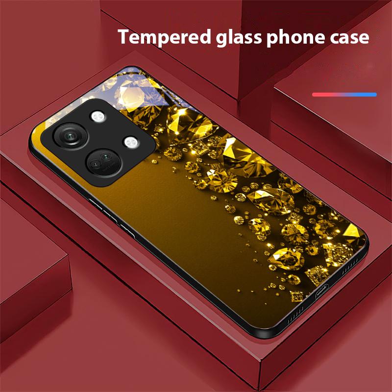 Full Diamonds For OnePlus Nord 3 5 6T 7 Pro 8 12 10T Reno8 Lite 5G 10R Nord N30 Hard Shell Tempered Glass Phone Case Black