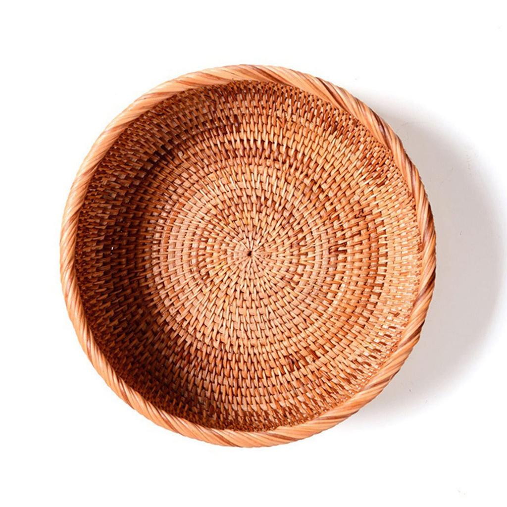 Lirancia Rattan Basket, Natural Rattan, Round, Shallow Tray, Deep, Lightweight, Durable, Holds Vegetables and Bread, Japanese Style [Deep 23 X 9cm]
