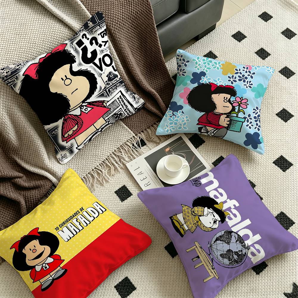 M-Mafalda Girl Pillow Cover Design cushion Cover decor Holiday Decorati