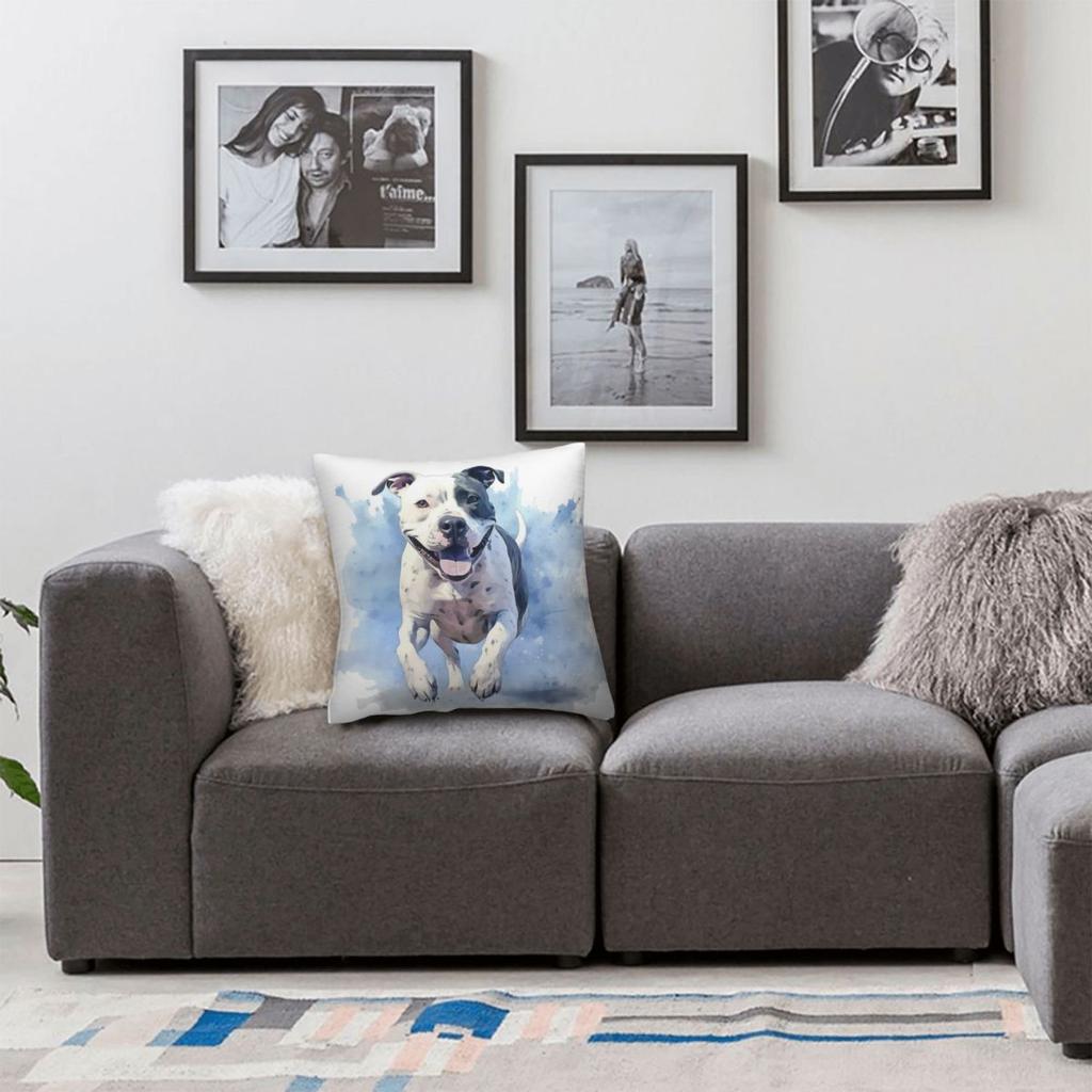 Staffordshire Bull Terrier Square Pillowcase Polyester Linen Velvet Creative Zip Decorative Pillow Case Car Cushion Case 45X45