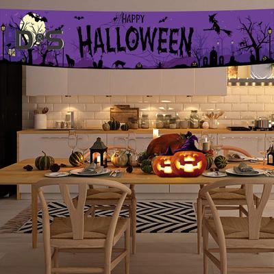 Halloween Banner Decoration Outdoor Happy Halloween Hanging Banner Witch Bat Dead Tree Welcome Sign for Front Door Porch Yard