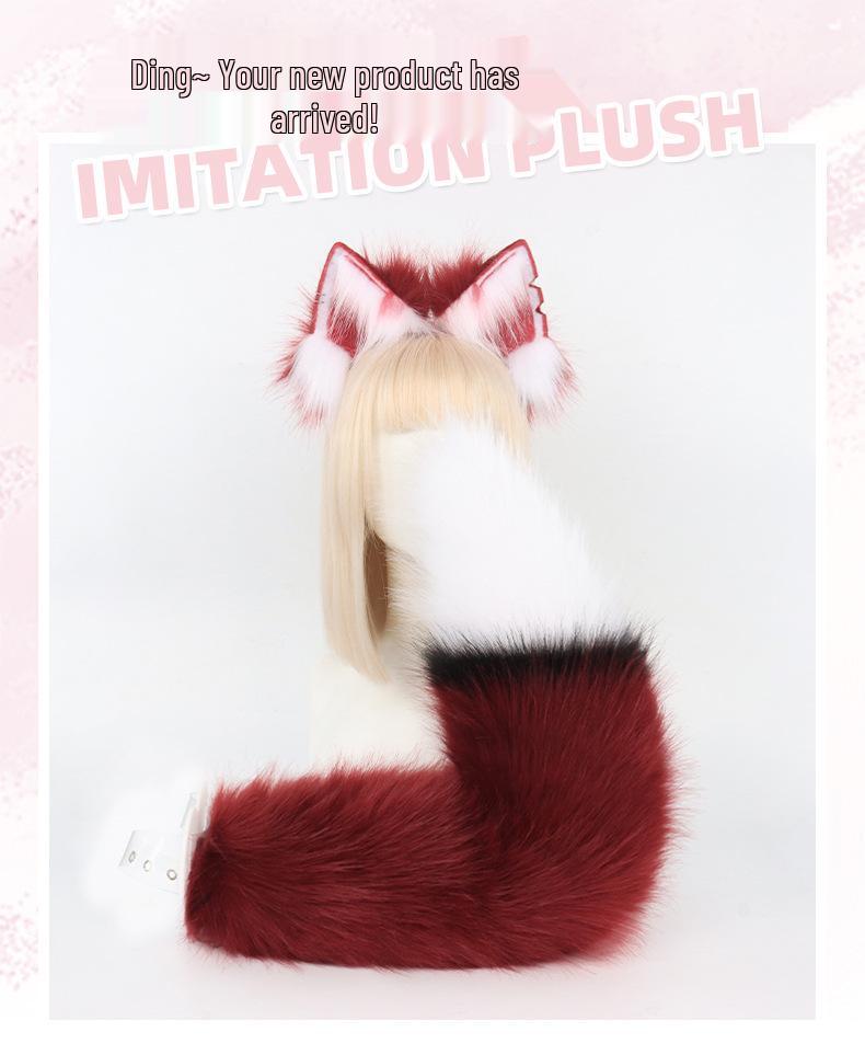 Fox Ears Headband & Earrings with Plush Tail Set