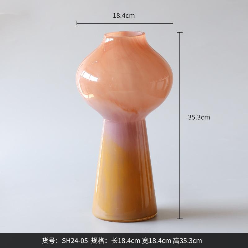 Glass Vase Gourd Colored Gradient Glass Bottle Hydroponic Flower Arrangement Terrarium Flower Vase Home Decoration