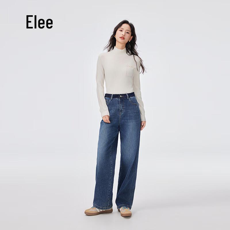 Ailaiyi Women's Warm High-Waist Straight-Leg Denim Down Pants