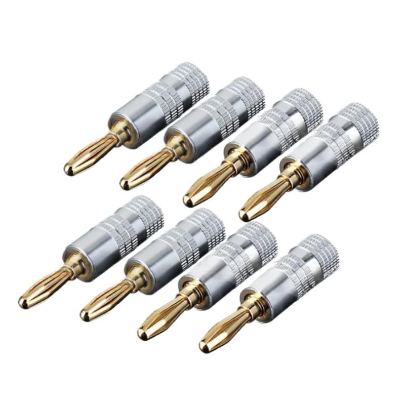 4pcs Banana Connector 4mm Speaker Banana Plugs 24K Copper Gold Plated 4mm Banana Jack Match with 4mm Binding Post