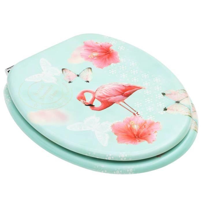VidaXL Toilet Seats with Lid 2 Pcs MDF Flamingo Design