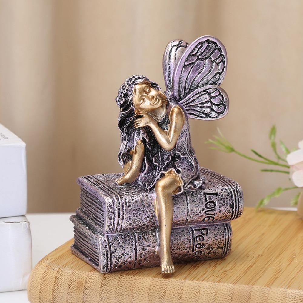 Handmade Angel Girl Statue Cute Fairy Desktop Ornament Durable Fairy Figurines Outdoor