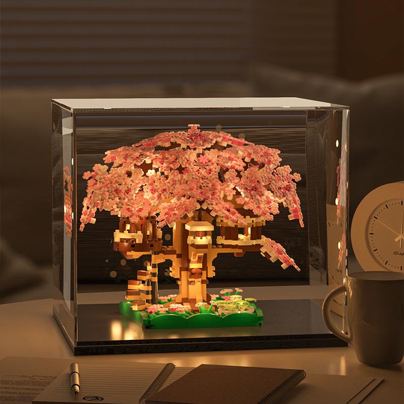 Cherry Blossom Treehouse Compatible with LEGO Blocks - DIY Flower Ornament & Gift for Girls