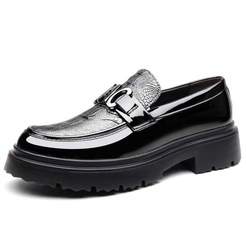 Autumn New Fashionable Thick Soled Crocodile Leather Formal Business Leather Shoes High-Quality Men Comfortable Fit Oxford Shoes