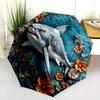 0106 Embossed Floral Marine Animals  Pattern, Automatic Folding Umbrella, Portable and Foldable Design, 8 Ribs, a Christmas or Birthday Gift.