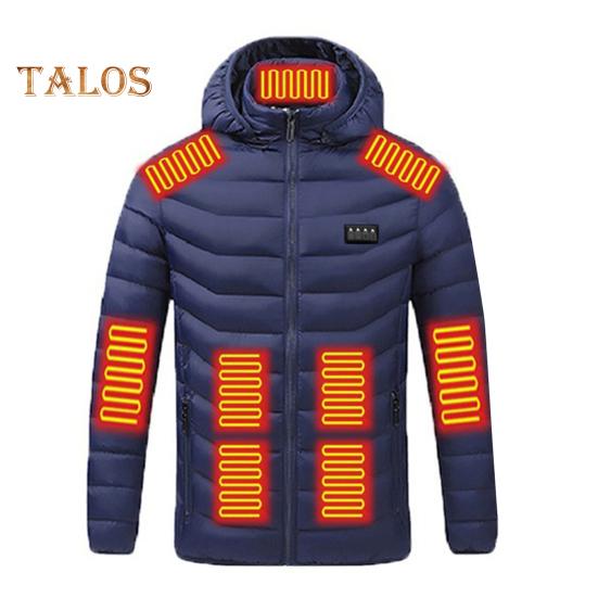 

Утепленное хлопковое пальто с капюшоном, длинным рукавом, застежкой-молнией, куртка с 19 зонами защиты от горячих точек, ручная стирка, питание от USB, верхняя одежда XXXL синий