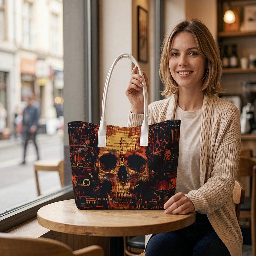 Skull Pattern Women Tote Bag Stylish Daily Shoulder Bag
