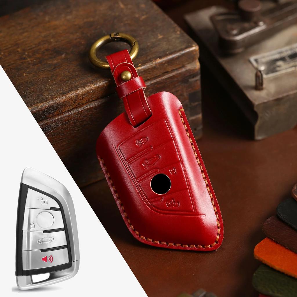 Car Key Case Cover Leather Accessories Keychain Fob Protector for Bmw Series 1 F15 F16 F20 F48 G20 G30 X1 X3 X4 X5 X6 Keyring