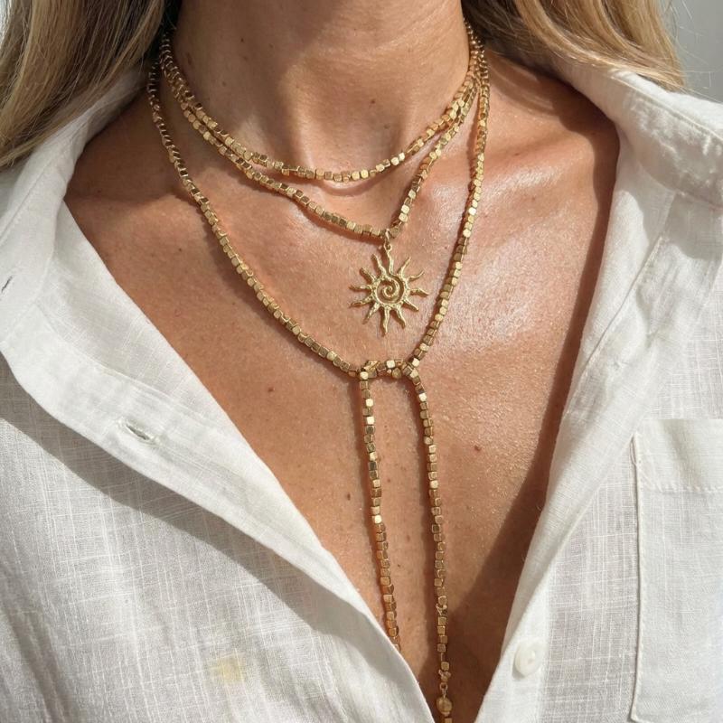Vintage Złoty Warstwowy Krzyż Wisiorek Naszyjnik Religijny Moneta Medalion Choker Dla Kobiet Boho Letnia Biżuteria Plażowa
