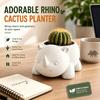 Decorative Animal Shape Planter Cute Rhinoceros Planter, 3D Printed Rhino Flower Pot, Indoor Micro Landscape Pot Plant for Succulents Cactus