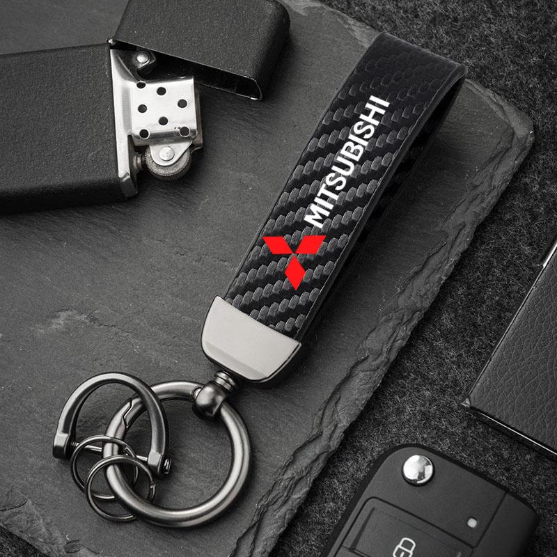 Calfskin Car Keychain Zinc Alloy Auto Keyring Accessories For Mitsubishi Lancer Ralliart ASX Mirage Pajero Xpander Attrage L200 EQ1