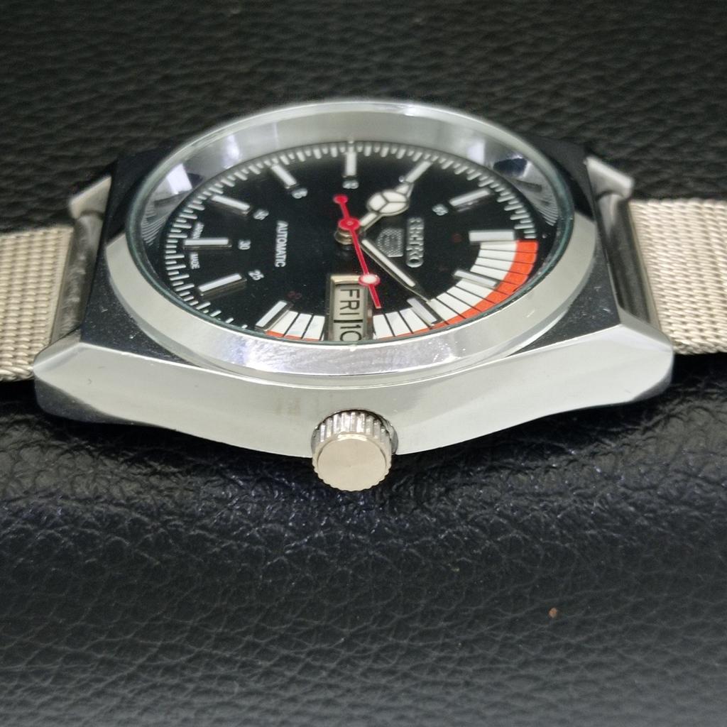 VINTAGE REFURBISHED SEIKO 5 AUTOMATIC 6309A JAPAN MENS BLACK WATCH a440903-4 Sk-a440903
