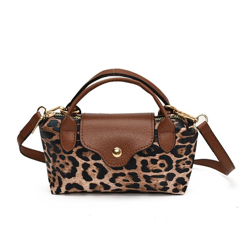 Trendy Plush Leopard Print Handbag For Women Stylish Mini Square Bag With Cozy Design