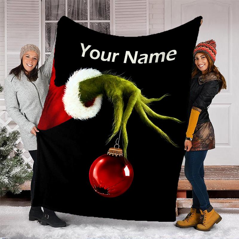 Customizable Crunch Christmas Throw Blanket – Personalized Name, All-Season Cozy Snug Blanket, Machine Washable, Personalized Blanket