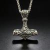 HNSP 316L Stainless Steel Nordic Odin Viking Thor Hammer Pendant Necklace For Men Vintage Mjolnir Accessory Gifts Box