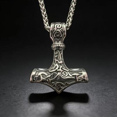 HNSP 316L Edelstahl Nordisch Odin Wikinger Thor Hammer Anhänger Halskette Für Männer Vintage Mjolnir Zubehör Geschenkbox