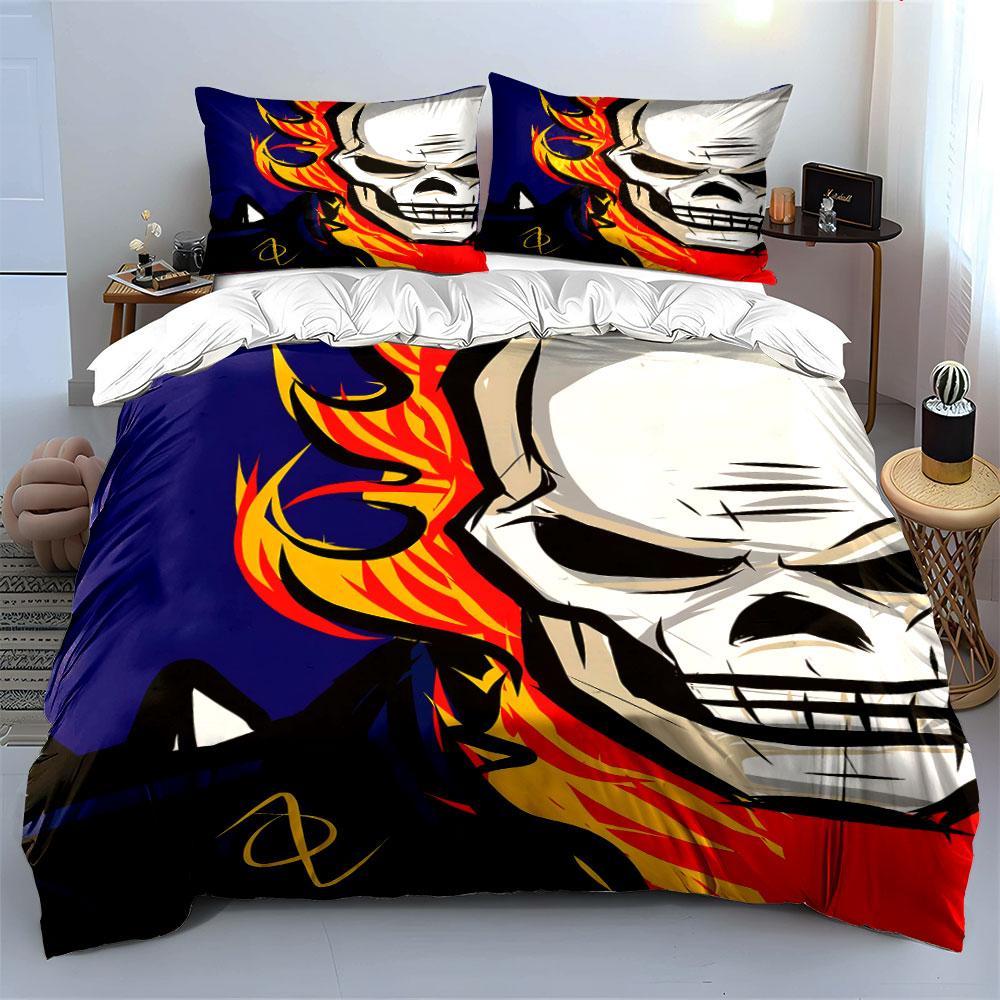 Skull with Fiery Flames. Bedding Sets Duvet Cover Sets Duvet Covers Pillowcases(1*Duvet Cover 2*Pillowcases Without Duvet Insert)