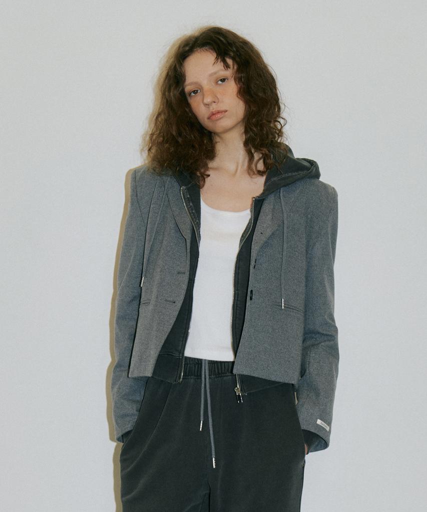 Authenti Semi-Crop Wool Jacket_Gray